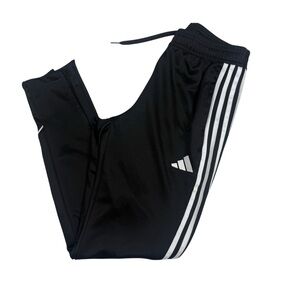 Adidas Men's Black Joggers with White Stripes